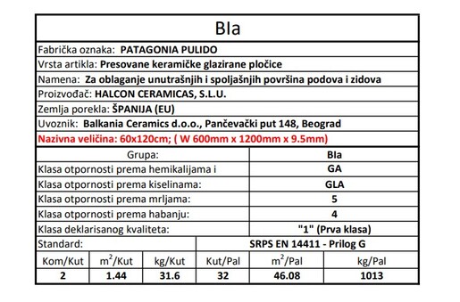 Zidne i podne pločice PATAGONIA PULIDO 60x120