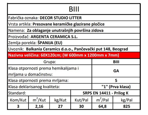 Zidne pločice DECOR STUDIO LITTER 60x120