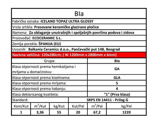 Zidne i podne pločice ICELAND TOPAZ ULTRA GLOSS 60x120