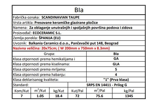 Zidne i podne pločice SCANDINAVIAN TAUPE 20x75