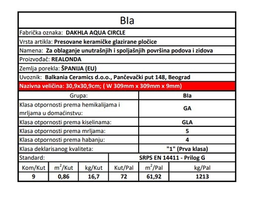 Zidne i podne pločice DAKHLA AQUA CIRCLE 30,9x30,9