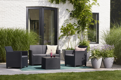 Keter Baštenska garnitura Claire 2 seater sa box stolom, grafit  CU 253084