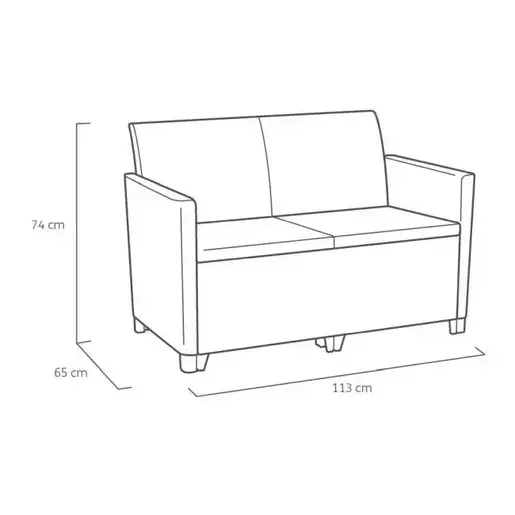 Keter Baštenska garnitura Claire 2 seater sa box stolom, grafit  CU 253084
