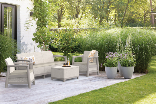 Keter Baštenska garnitura Scandi linea III sa box stolom, bež CU 264042