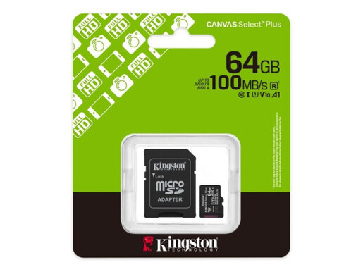 Micro SD Kingston 64GB Canvas Select Plus SDCS3/64GB + adapter