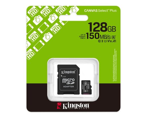 Memorijska kartica KINGSTON U1 V10 SDXC 128GB Canvas Select Plus G3 150R SDCS3/128GB + adapter