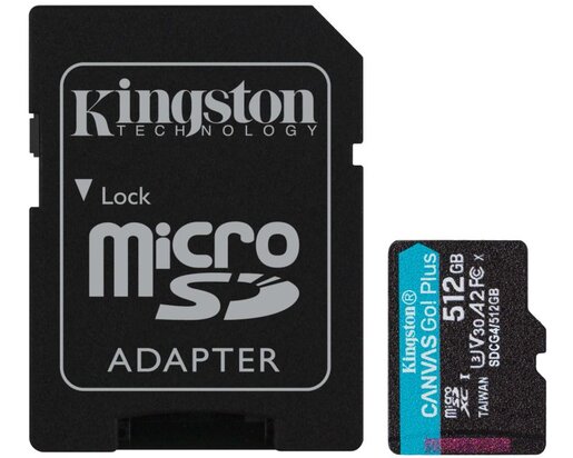 Memorijska kartica KINGSTON U3 V30 microSDXC 512GB Canvas Go Plus 200MB/s A2 + adapter SDCG4/512GB