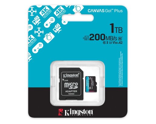 Memorijska kartica KINGSTON U3 V30 microSDXC 1TB Canvas Go Plus 200MB/s A2 + adapter SDCG4/1TB
