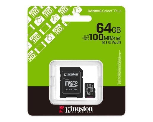 Memorijska kartica KINGSTON U1 V10 SDXC 64GB Canvas Select Plus G3 150R SDCS3/64GB + adapter