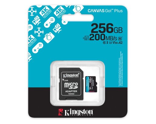Memorijska kartica KINGSTON U3 V30 microSDXC 256GB Canvas Go Plus 200MB/s A2 + adapter SDCG4/256GB