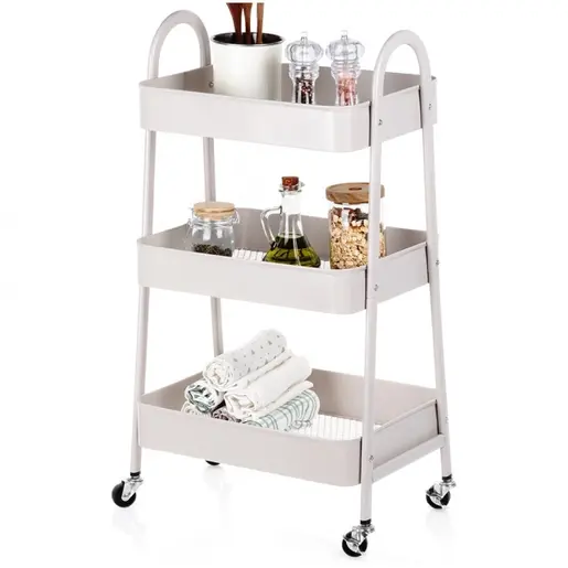 Vilde 568116 - Metalna polica sa 3 nivoa, bež, 44×31,5×78,5 cm