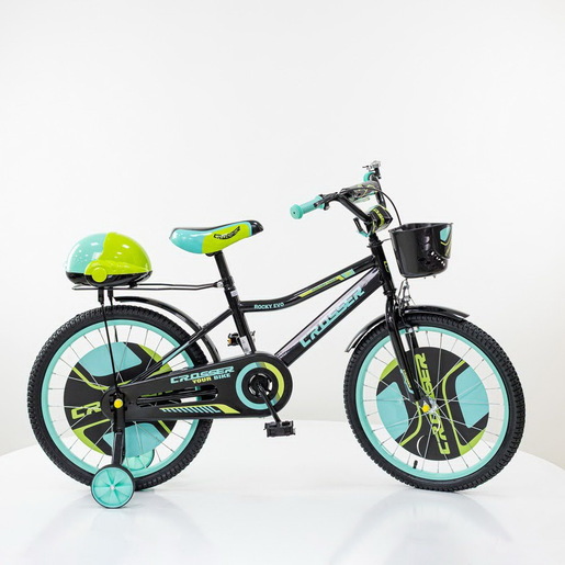 Dečiji bicikl sa pomoćnim točkovima ”Crosser” crno-zelena