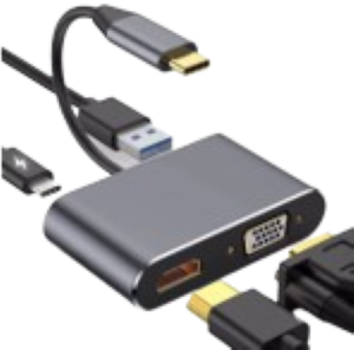 Adapter Stars Solutions USB-C na HDMI/VGA/USB/PD sivi