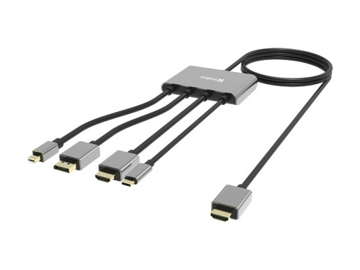 Kabl-display HUB Sandberg All-In-One USB C/DP/m DP/HDMI - HDMI 2m 509-21
