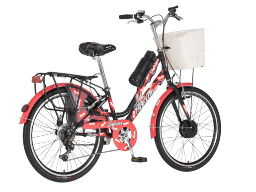 E-bicikl visitor fashion inferior 24" crno crveni 1249041 - SKLOPLJEN