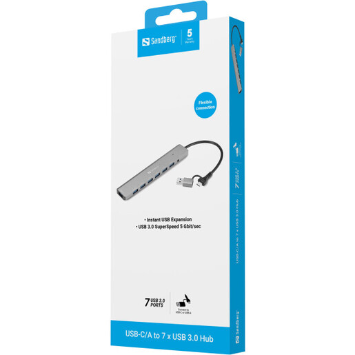 USB HUB Sandberg 136-66 USB-A/USB-C 7 port USB 3.0