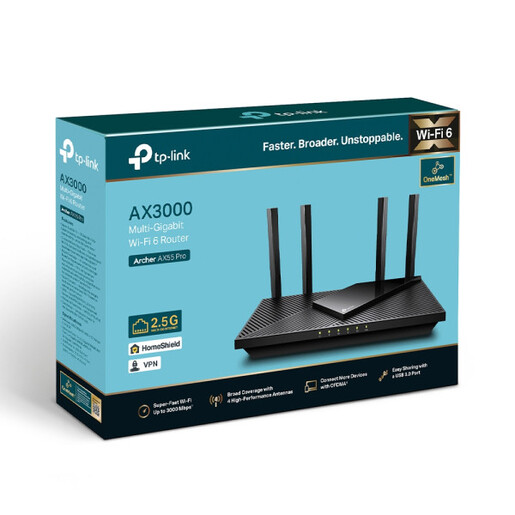 LAN Router TP-Link Archer AX55Pro AX3000/WiFi6/4 2.5G LAN