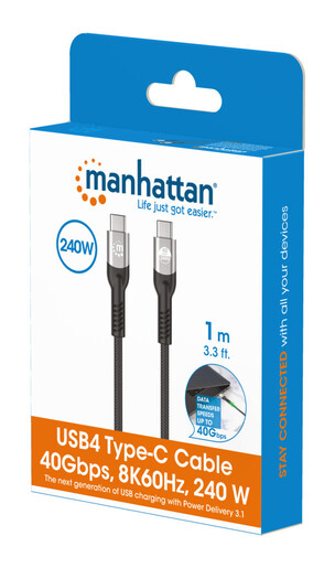 Kabl Manhattan 356374 USB-C M/M 3.1/8K/60Hz/Thunderbolt 4/40Gbps/PD/1m