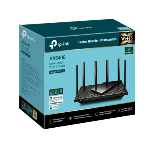 LAN Router TP-Link Archer AX72 PRO AX5400/WiFi6/3GLAN/1GWAN/1x2,5G WAN-LAN/USB