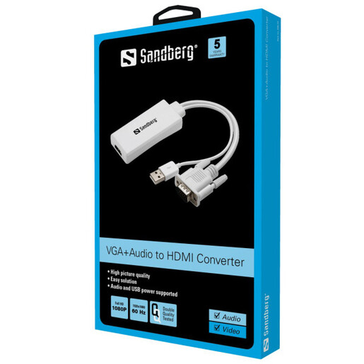 Adapter konverter Sandberg VGA + Audio - HDMI FHD 508-78