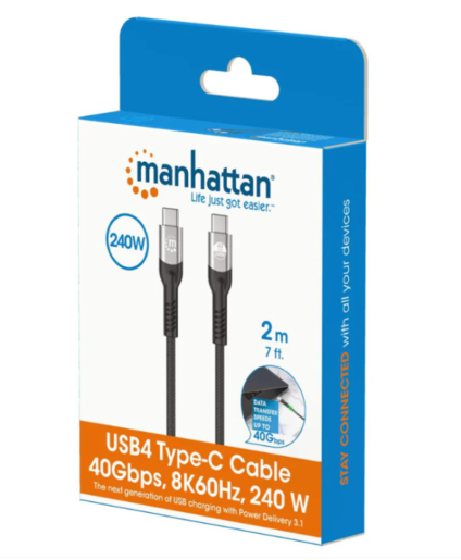 Kabl Manhattan 356381 USB-C M/M 3.1/8K/60Hz/Thunderbolt 4/40Gbps/PD/2m