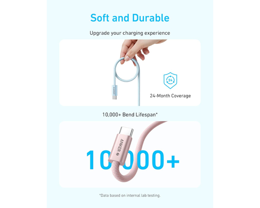 ANKER Zolo USB tip-C kabl M/M 1.8m, za Apple, super brzo punjenje 240W/480Mbps, pleteni, crni