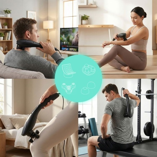 ModernHome Ručni vibracioni masažer za telo sa 5 nastavaka, 20W, ModernHome XB-309S