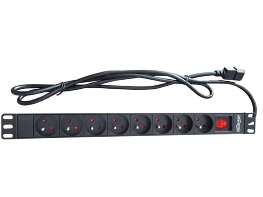 Kabl 230V razvodni PDU panel 19"/1U sa 8 utičnih mesta,1.8m C14 (PDU-8SP-1U-C14)