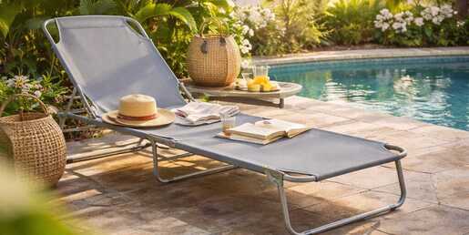 Baštenska ležaljka sklopiva - siva 190 × 58 × 26 cm