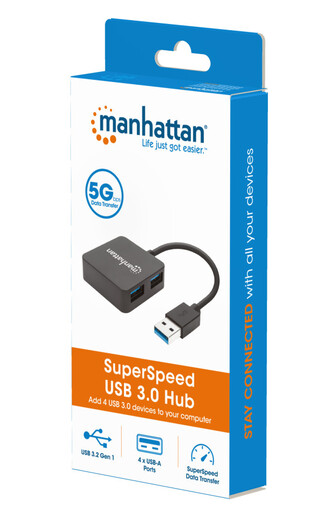 USB HUB 4port Manhattan 162296 3.2 G1/5Gbps/Crni