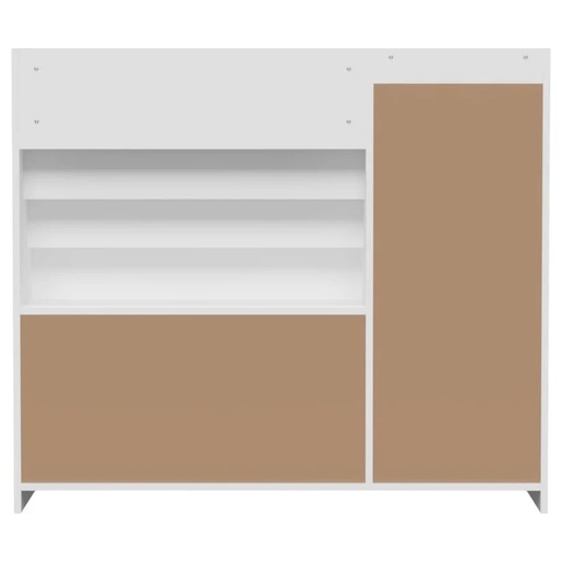 KINDER HOME Dečiji organizator, polica za knjige sa policama za igračke i knjige, 3 tekstilne kutije, drveni, beli, 92x30x80 cm, Montesori