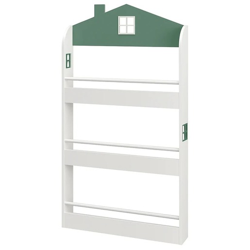 KINDER HOME Dečija polica za knjige i igračke – Kuća, 3 police, drvo