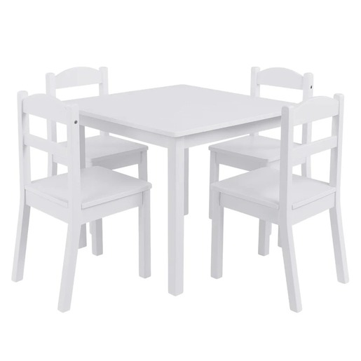 KINDER HOME Dečiji sto sa 4 stolice, drveni set za igru i učenje, beli