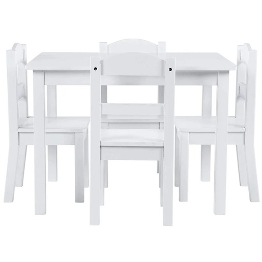 KINDER HOME Dečiji sto sa 4 stolice, drveni set za igru i učenje, beli