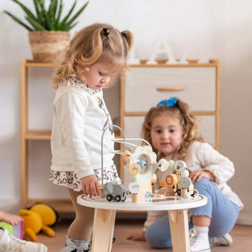 KINDER HOME Dečiji drveni edukativni sto sa lavirintom i perlama