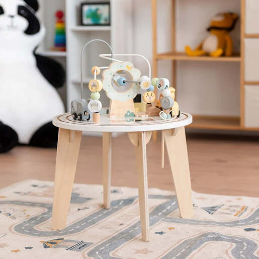 KINDER HOME Dečiji drveni edukativni sto sa lavirintom i perlama