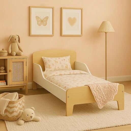 KINDER HOME Dečiji drveni krevet sa zaštitom i ramom za dušek 140/70 cm