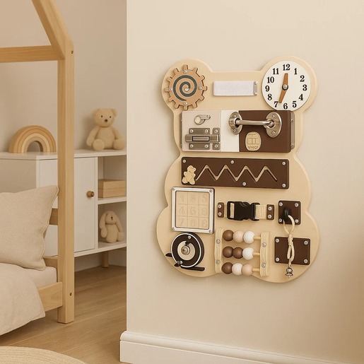 KINDER HOME Montesori drvena tabla za motoriku Medved