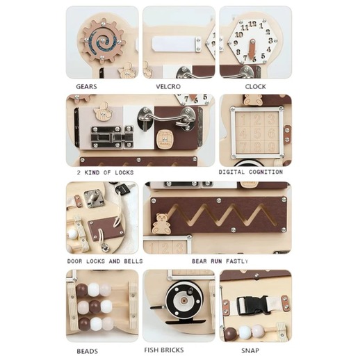 KINDER HOME Montesori drvena tabla za motoriku Medved