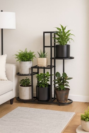 ModernHome Polica za cveće 5 nivoa crna ME-ATS24