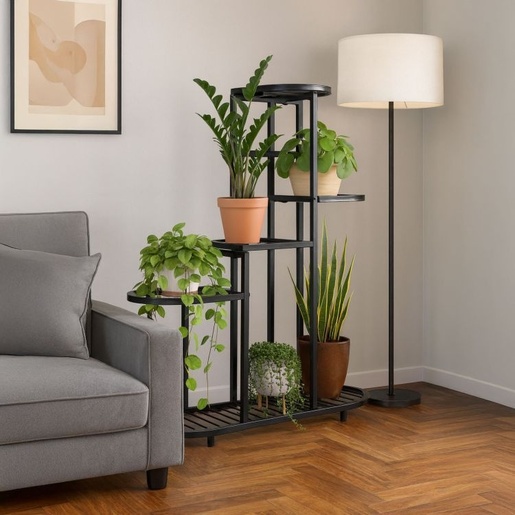 ModernHome Polica za cveće 5 nivoa crna ME-ATS24