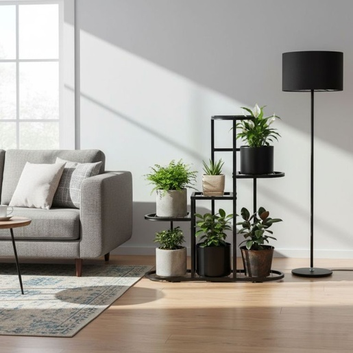 ModernHome Polica za cveće 5 nivoa crna ME-ATS24