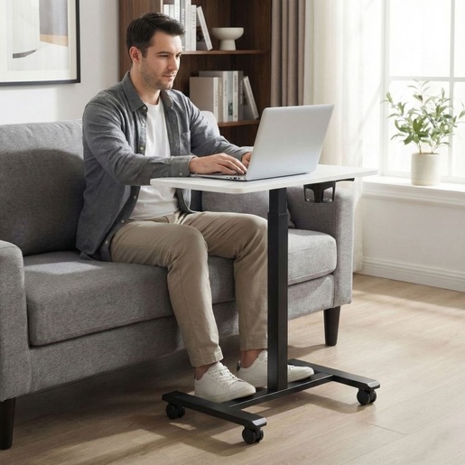 ModernHome Mobilni podesivi sto 70x48 cm Laptop sto sa podesavanjem visine 71.5–112 cm White JNI-PN01-1-1