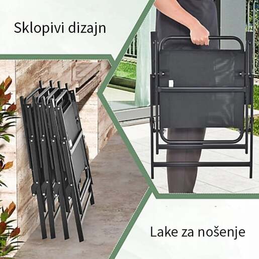 Baštenski sto + 4 stolice Crna 24-SA0124C