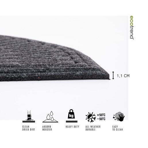 Otirač gumeni (tamno sivi) CONTOURS HALFMOON STARBURST - MULTY HOME