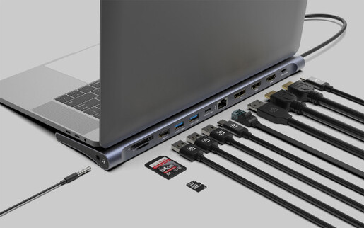 Docking station Manhattan 12in1 USB-C 100W-2xHDMI/DP/GLAN/3xUSB/USB-C 190305