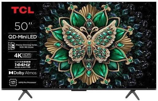 TCL MiniLED TV 50" 50C6K, 4K Ultra HD, Smart TV, QLED, AiPQ Pro, NRR 144Hz, Dolby Atmos, Ultra Slim Dizajn