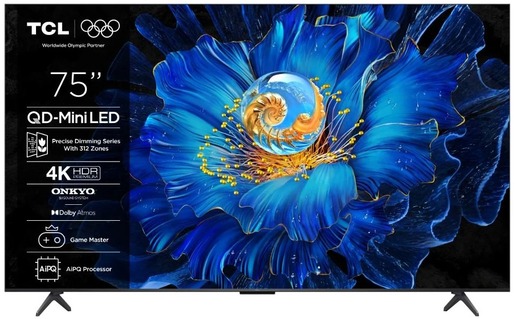 TCL MiniLED TV 75" 75C6KS, 4K Ultra HD, Smart TV, Google TV, QLED, HVA Panel, AiPQ, Dolby Atoms, Ultra Slim Dizajn
