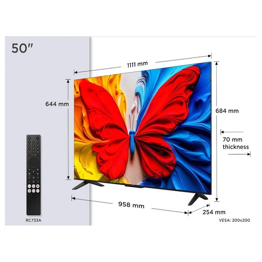 TCL QLED TV 50" 50S5K, FullHD, SmartTV, Google TV, Multiple Viwing Mode, HDR10, Dolby Audio, Slim Dizajn