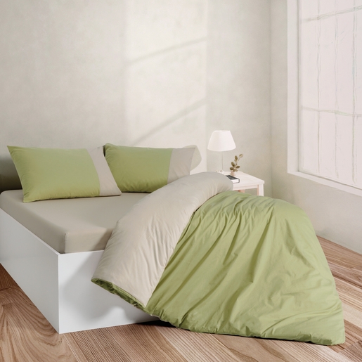 Dekordom Posteljina cb simple set bicolor double - green/merri bej